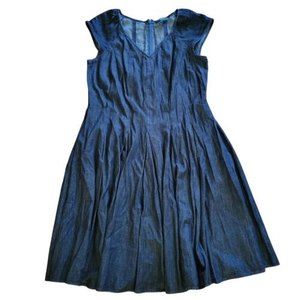 Ralph Lauren Denim Dress Womens 16 Blue A Line Full Skirt Dark Wash Denim Dress